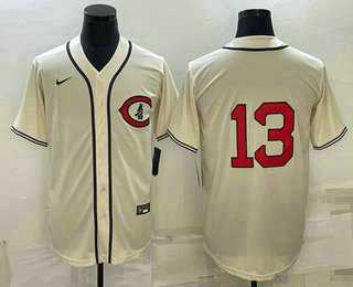 Men%27s Chicago Cubs #13 David Bote 2022 Cream Field of Dreams Cool Base Stitched Baseball Jersey